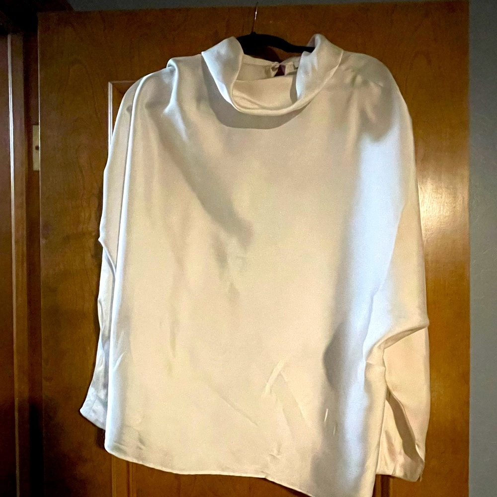 Express Women’s Satin Blouse in Cream